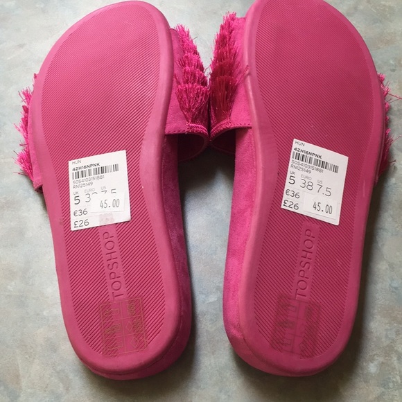Top shop pink fringe slippers - Picture 4 of 6